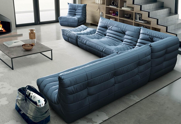 Синий диван ДеФранс для гостиной, модульный диван на заказ от фабрики Гливер